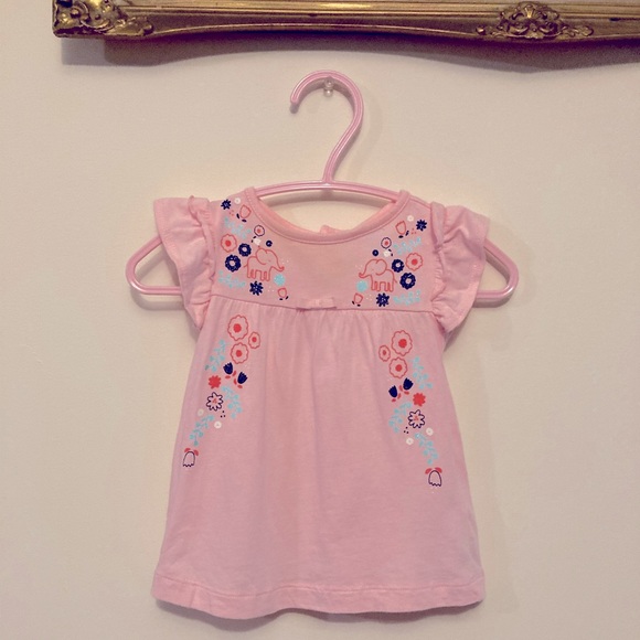 Carter’s • Pink Ruffle Baby Girl Tee Elephant Shirt Size 0 - 3 Months - Picture 1 of 5